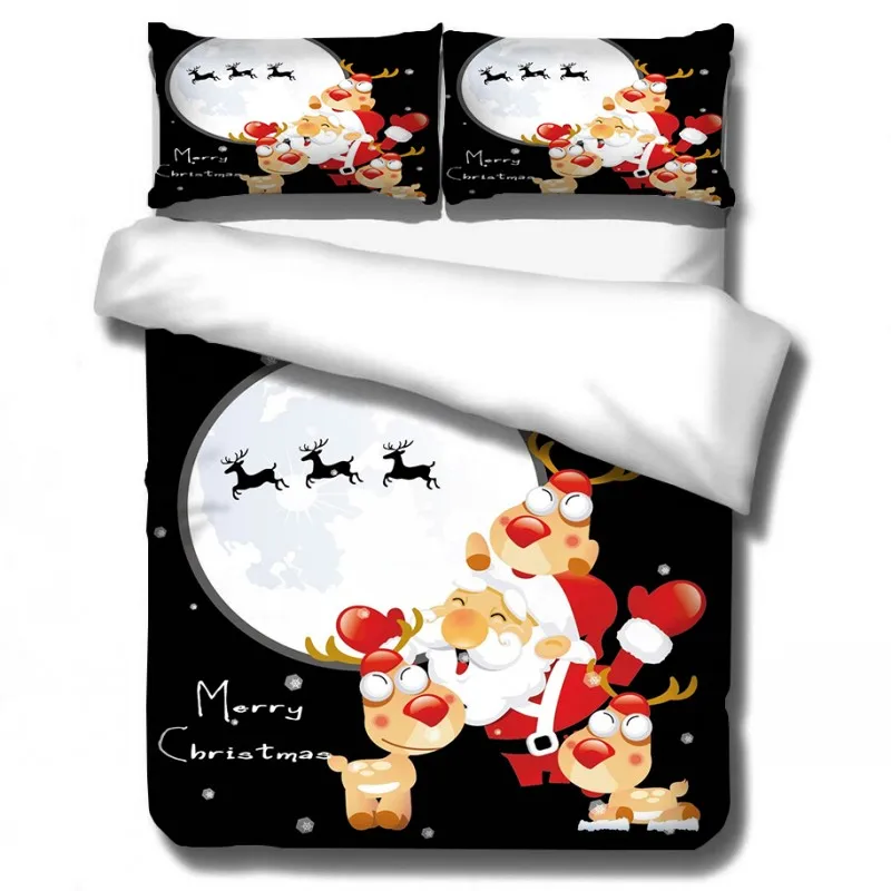 Cartoon Santa Claus Elk Bedding Sets Baby Kids Boys Girls Christmas Gift Duvet Covers Pillowcases Comforter Cover Bedclothes