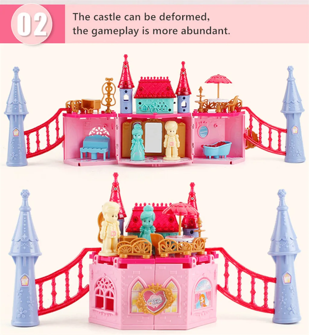 Simulation toys doll house Miniature princess Magic Deformed Castles DIY DollHouse Christmas Toys Gift Play house toys