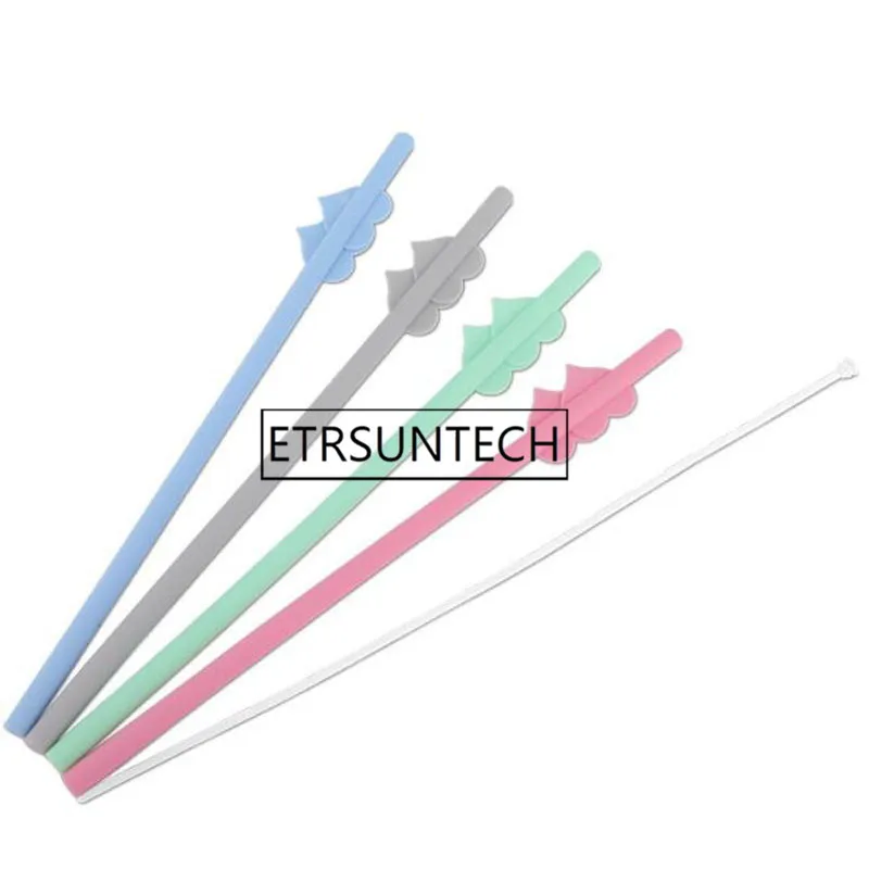 100sets Reusable Silicone Cute Love Heart Straws Portable Collapsible Straight Drinking Straws with Cleaning Brushes