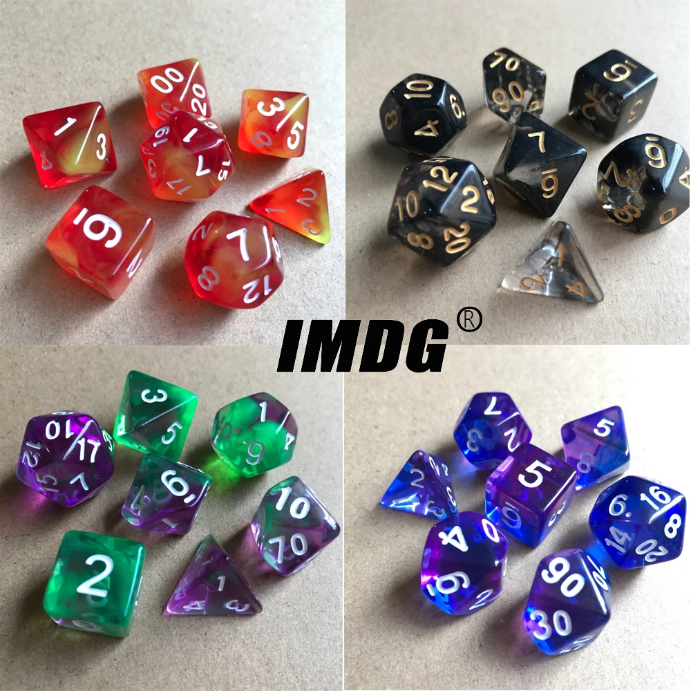 IMDG 7 шт./компл. акриловые кости многогранные прозрачные набор костей для ролевых