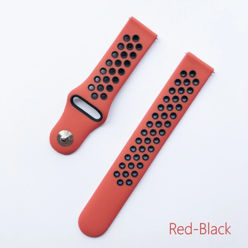 Высокое качество 20 мм двойной цвет силиконовый ремешок для Huami Amazfit Bip BIT PACE Lite Молодежный сменный Браслет - Цвет: RedBlack