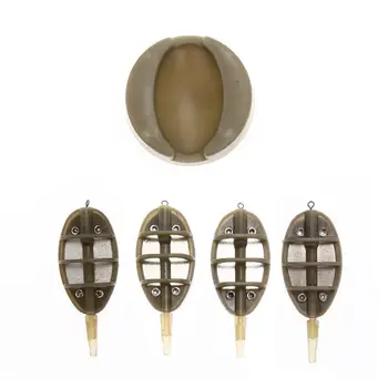

4Pcs/Set Method Feeder Carp Fishing Feeder For Fishing Combo Inline with Mould Carp Lead Sinker Free Lead Feeding Troughs Pesca