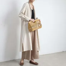 Женская бамбуковая сумка ручной работы большая гнездовая корзина полый сумка овальная Пляжная Сумка(с шарфом