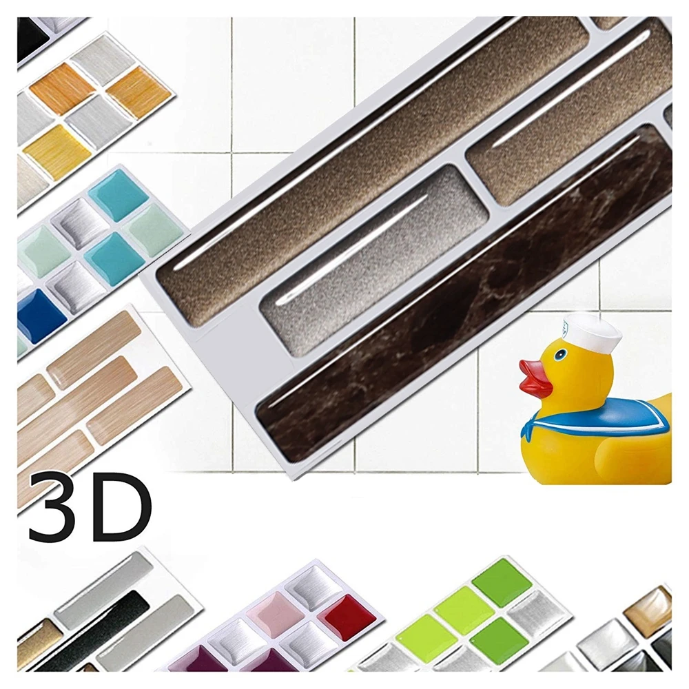 

Vivid Ties-6 sheets Mixed Brown Marble Self Adhesive Wall Tiles