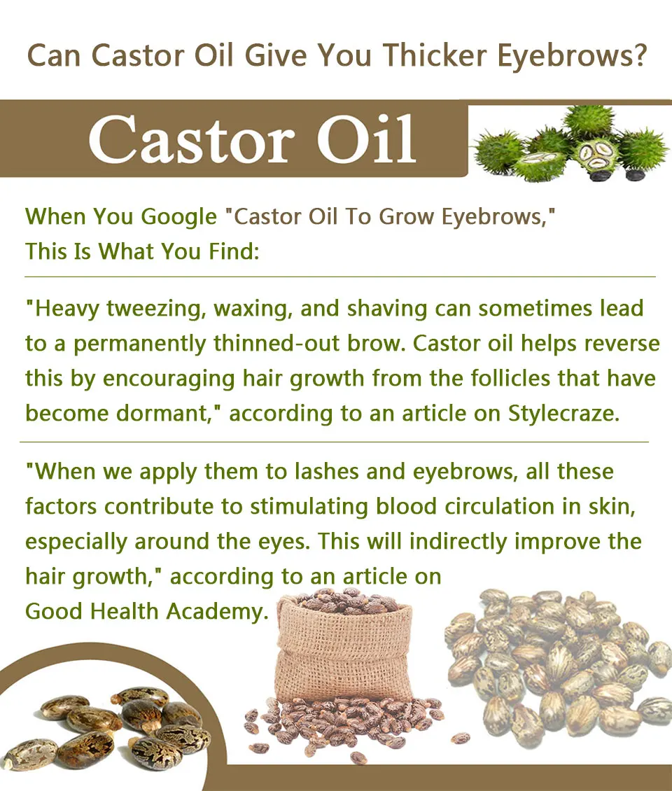 Natural Castor Oil Eyelash /Eyebrow Growth Serum Fast Growth Liquid Eyelash Enhancer Makeup Eyebrows Longer Thick Essential Oil