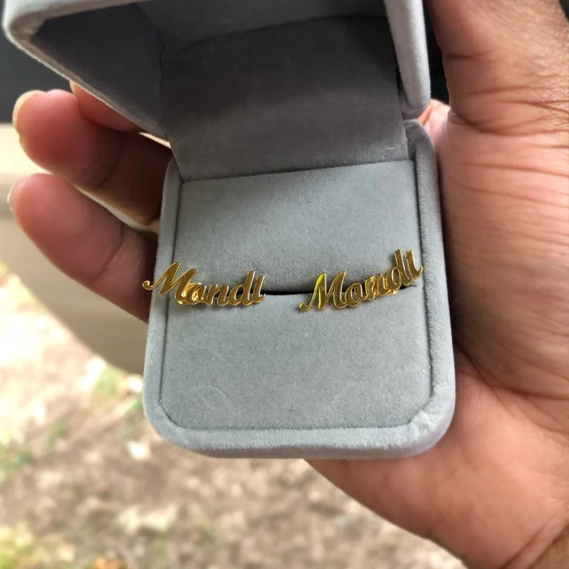 Женские серьги с именем на заказ, романтические серьги-гвоздики из нержавеющей стали, золотой подарок ювелирной дружбы bff Bijoux