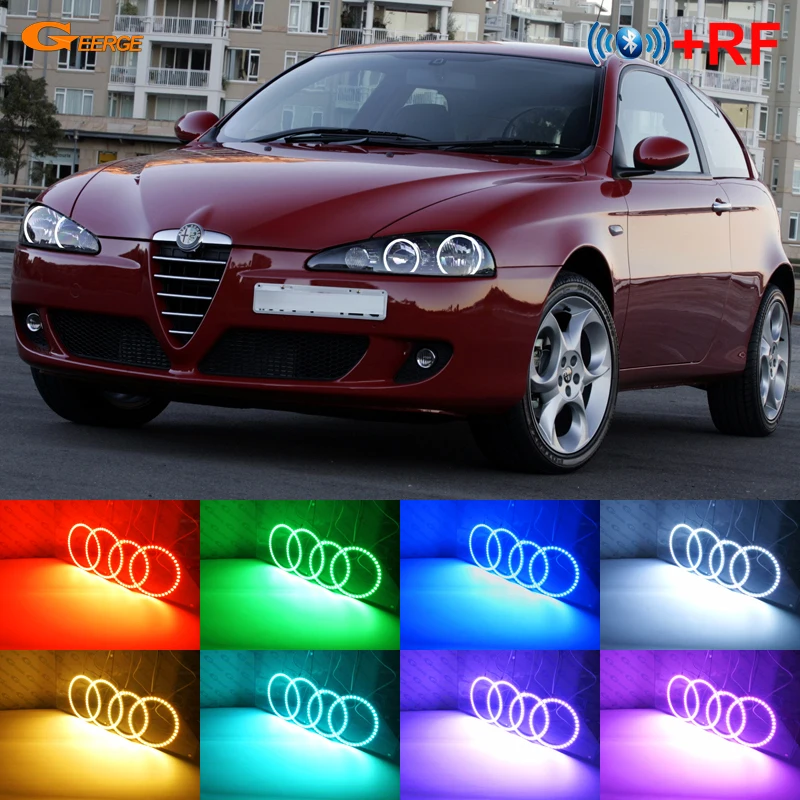 

For Alfa Romeo 147 JTD 2008 2009 Excellent Angel Eyes kit Multi-Color Ultrabright RGB LED Angel Eyes Halo Rings