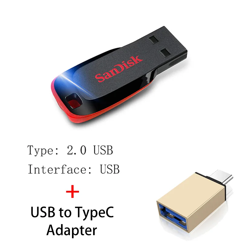 Sandisk Флешка 128 Гб 64 ГБ 32 ГБ 16 ГБ мини USB флеш-накопитель 32 64 128 16 ГБ флеш-накопитель 2,0 USB флешка диск на ключе память для телефона - Цвет: CZ50 B