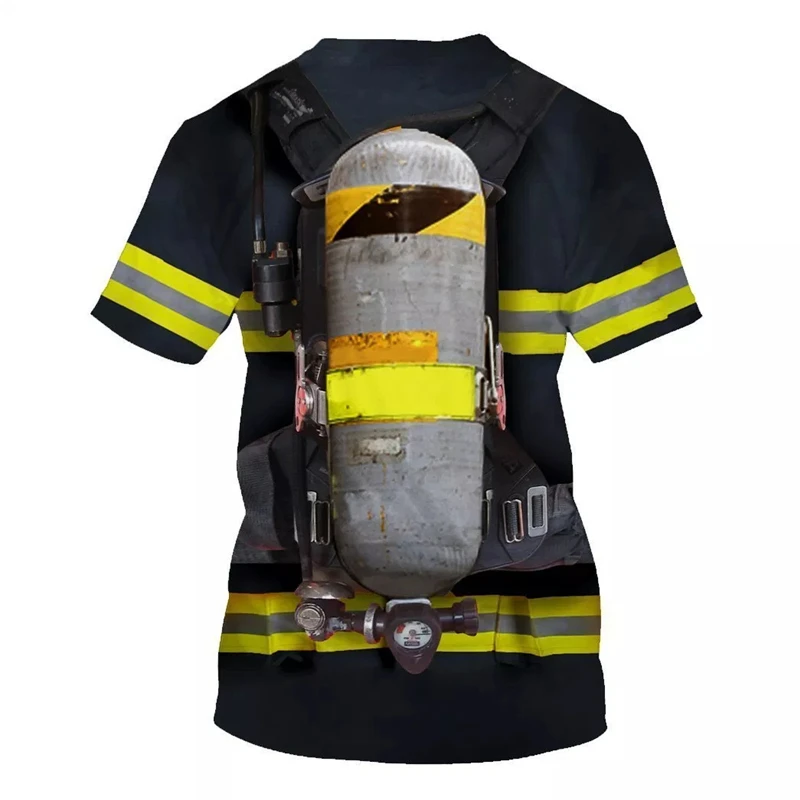 Fire Department Suit 3D All Over Printed T Shirts 3D Print Short Sleeve Sweatshirt Men Women New Style Sportswear Casual Tops