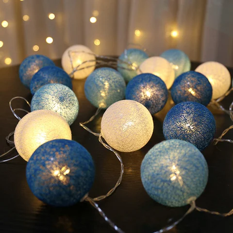 20 LED Cotton Ball Garland Lights String Christmas Xmas Outdoor Holiday Wedding Party Baby Bed Fairy Lights Decorations