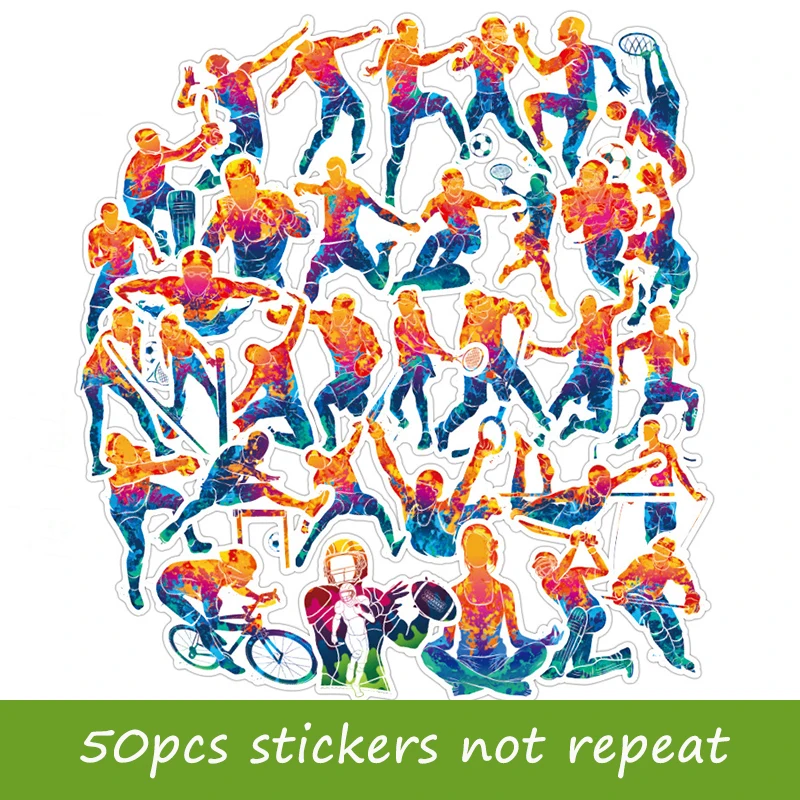 

50pcs olympic sports stickers soccer basketball tennis laptop sticker decor PVC notebook skin for ipad macbook pro hp dell decal