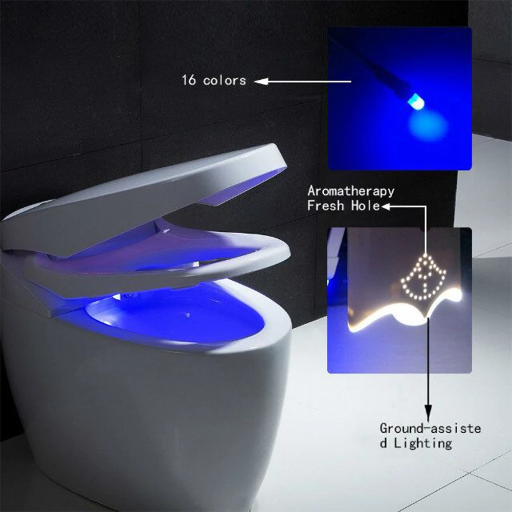 USB Rechargeable Toilet Seat Lighting With Aromatherapy Backlight For Toilet Bowl Motion Sensor WC Light 16 Colors Night Light cool night lights