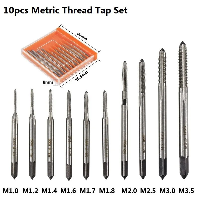 Jeu De 10 Tarauds Métriques Mini (M1 à M3.5) - Pour Filetage Manuel, Acier Rapide - Idéal Bricolage, Modélisme