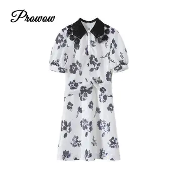 

Runway Summer Fashion Blue White Sequin Floral Beaded Vintage Elegant Lapel Kink Mini Dress 2020 Luxury Brand Sexy Dresses 2020