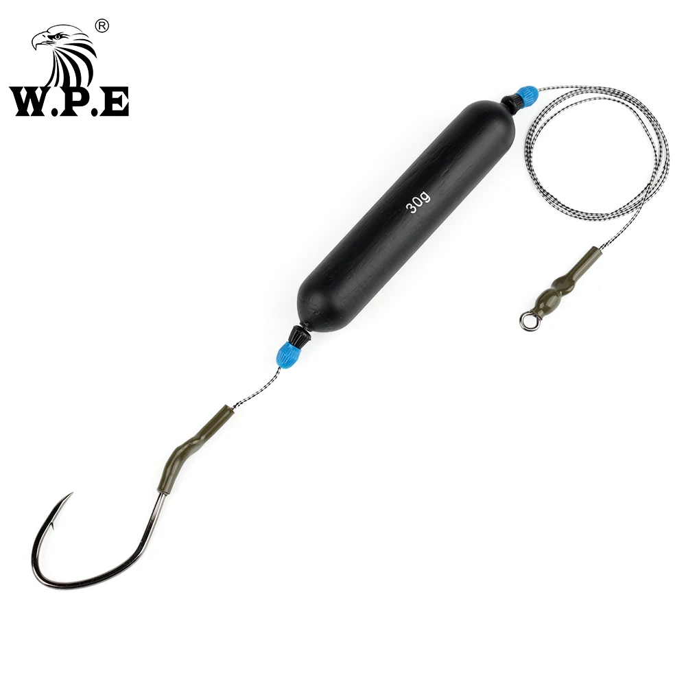W.P.E 1pcs Catfish Hook Rig 8/0 Braided Fishing Line Swivel Ring High
