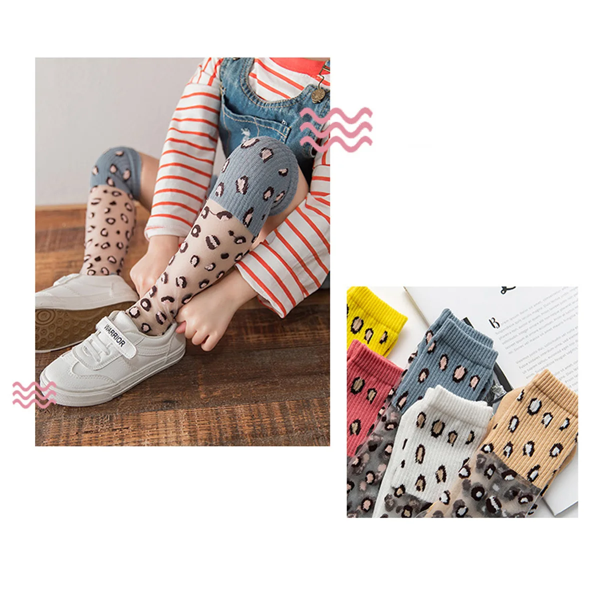 Baby Kid Girl Socks Winter Child Baby Girls Infant Leopard Glass Silk Mid-tube Mid Socks Knee Highs Socks