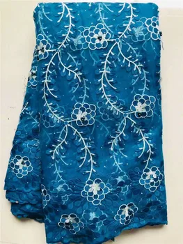 

Beautiful flower embroidery French net lace fabric for lady dress VNH45(5yards/lot) multi color