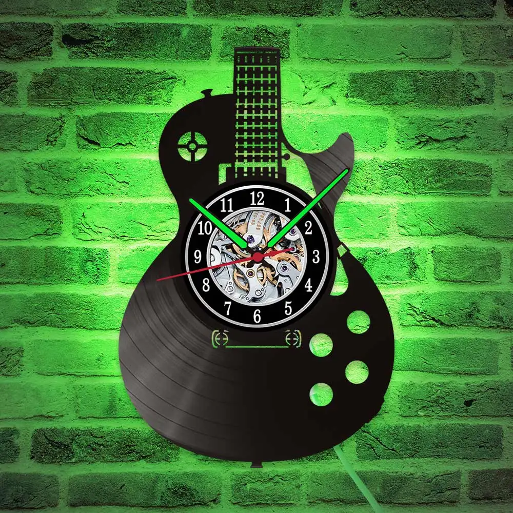 horloge guitare néon - couleur verte