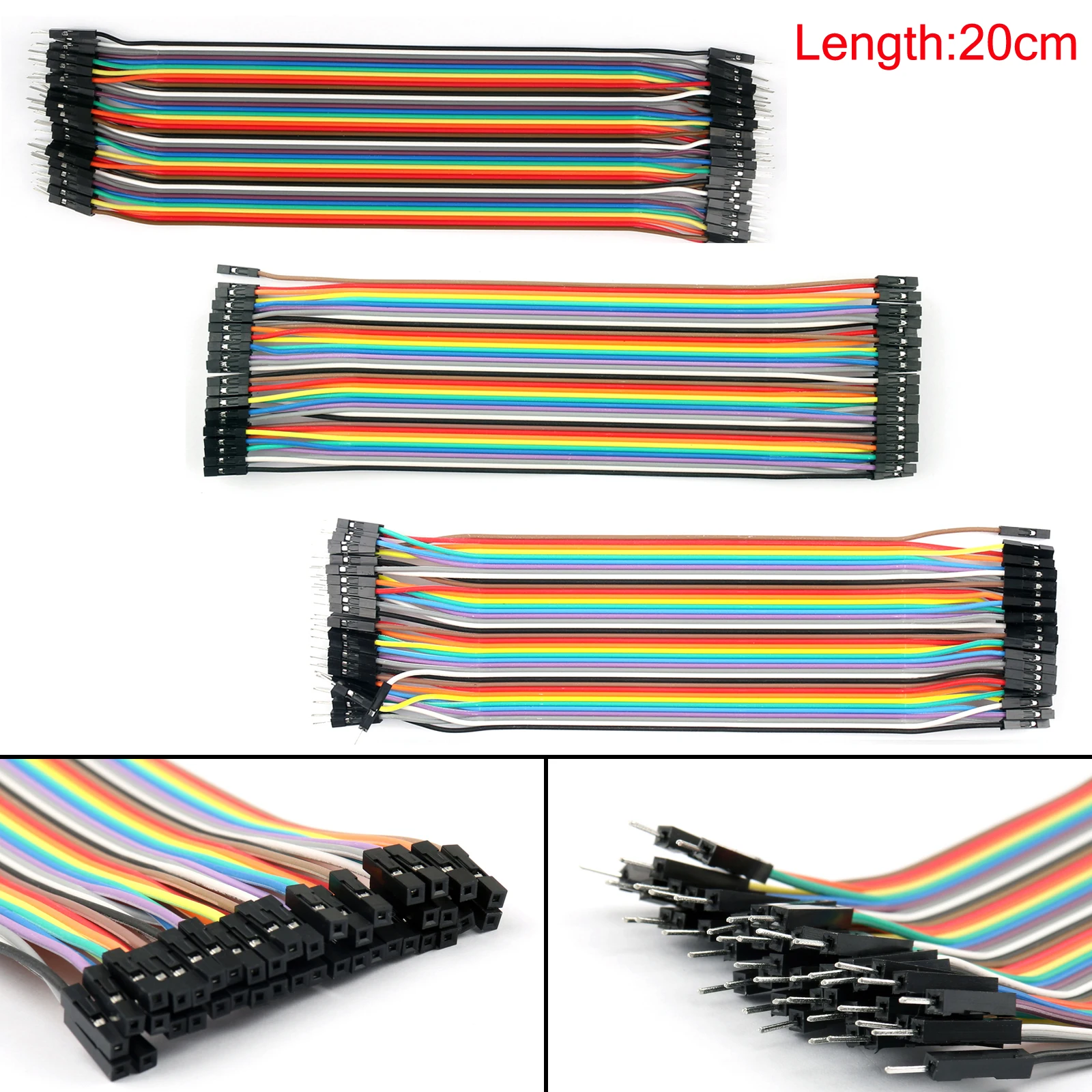 40PCS Dupont wire jumpercables 20cm 2.54MM male to female 1P-1P For Arduino 
