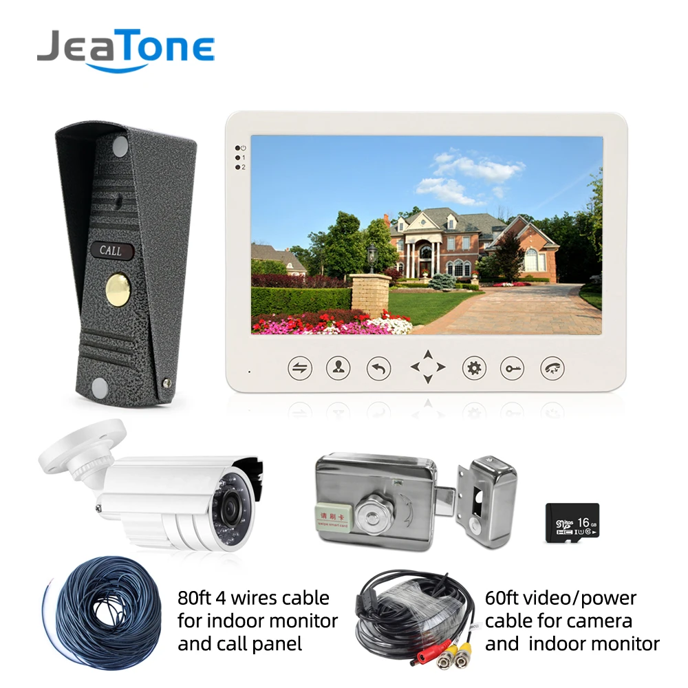 

Jeatone Video Intercom 7'' HD Wired Video Doorbell Camera Support IR Night Vision motion sensor for Home Security+1200TVL camera