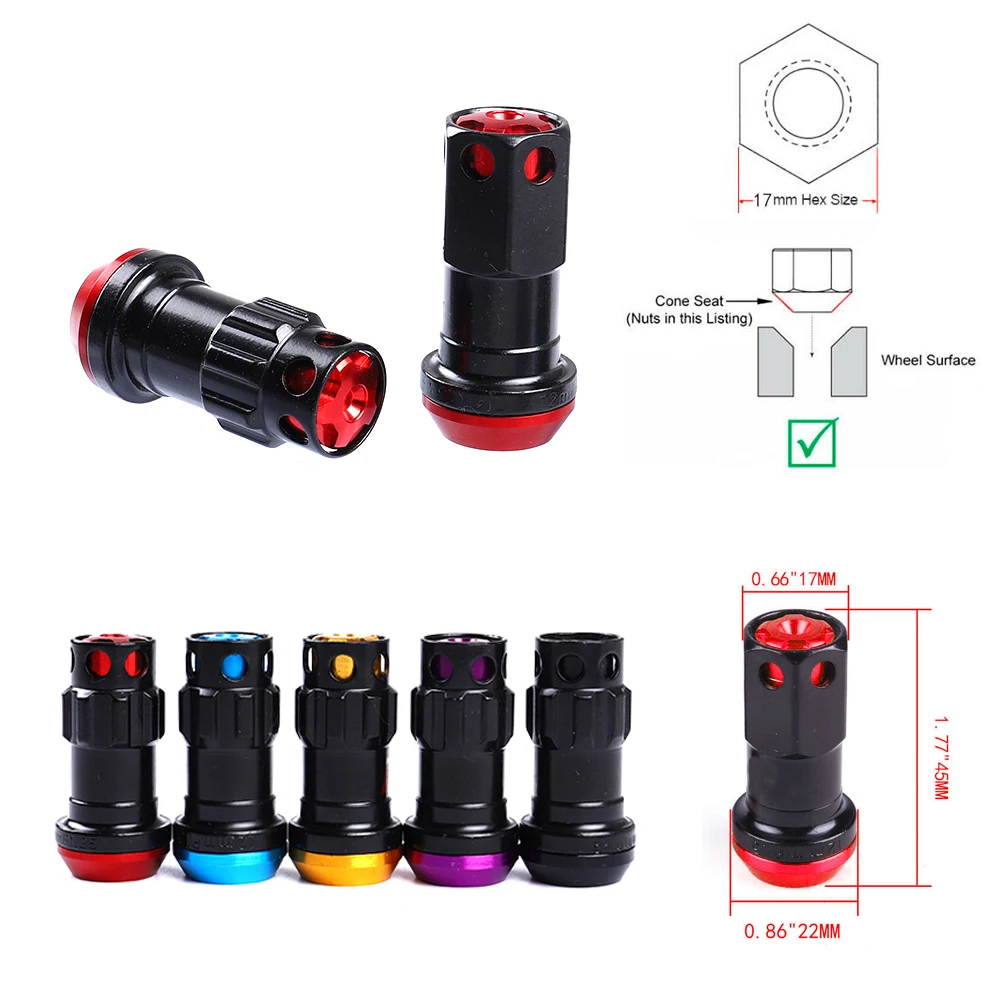 Гайка для гоночного колеса 44 мм композитный замок с ключом безопасности M12xP1.5