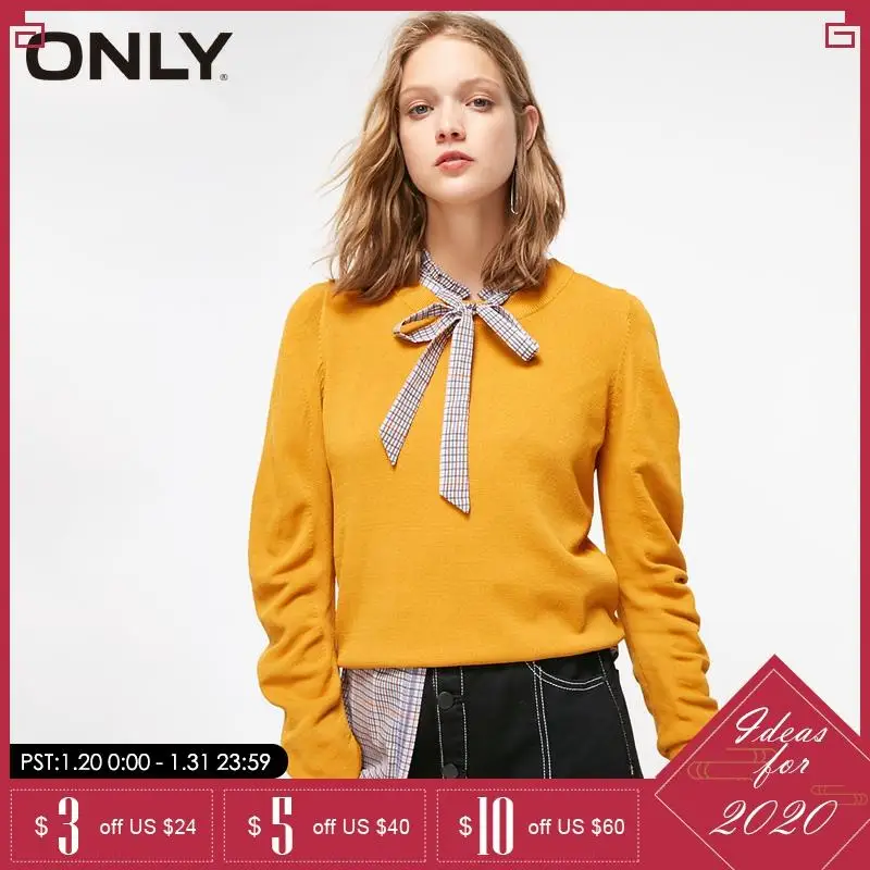 

ONLY Autumn pure color round collar short Warm Sweater| 118324523