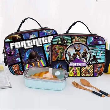 

Student School Lunch Bag Fortress Food Storage Bag Insulated Thermal Waterproof Handbag Kid Cartoon Portable Fresh Cooler Pouch