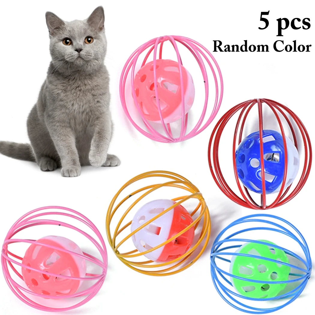 5PCS Cat Interactive Toys 2.56in Jingle Balls Kitten Toy Puppy Bell Toy