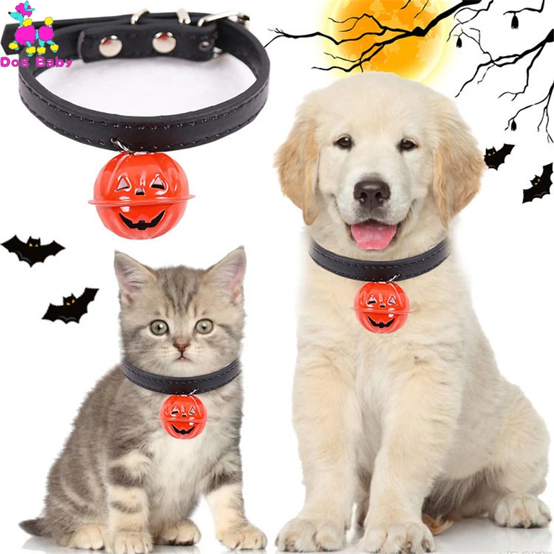 

Dog Collar PU Leather Pet Dog Soft Halloween Collars For Small Medium Dogs And Cat Dogs Neck Adjustable Collar with Bell