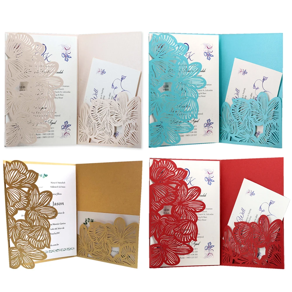  10pcs/lot Wedding Invitations elegant Card set Hollow out Luxury Laser Cut Baby Shower With Free En - 4.00028E+12