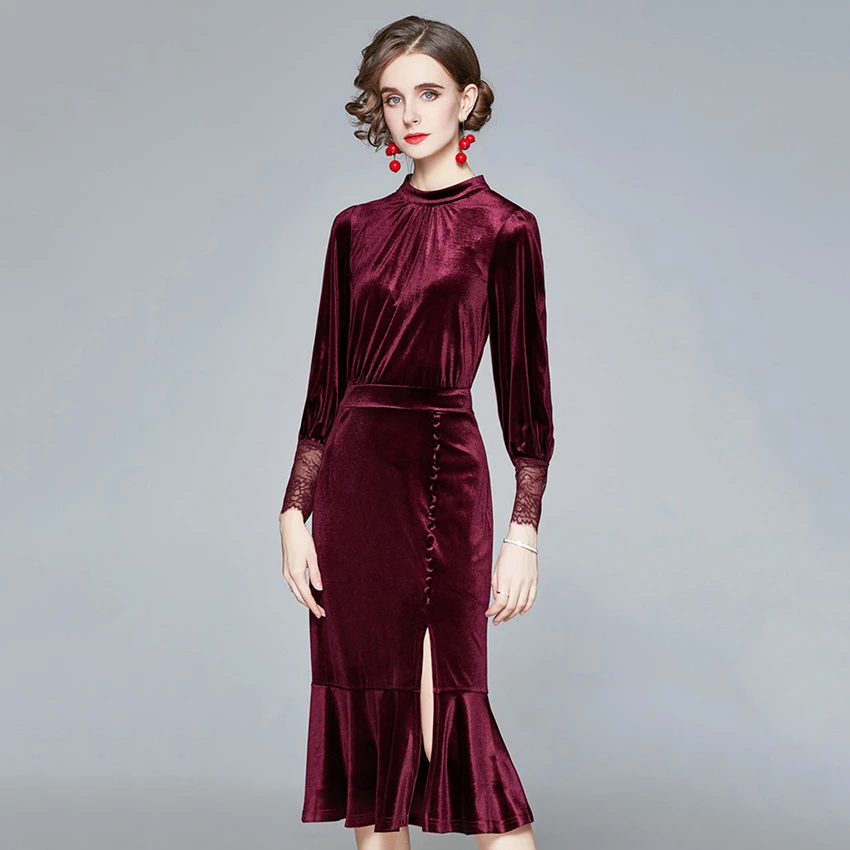 OldFashioned Red Velvet Dresses Dresses Images 2022