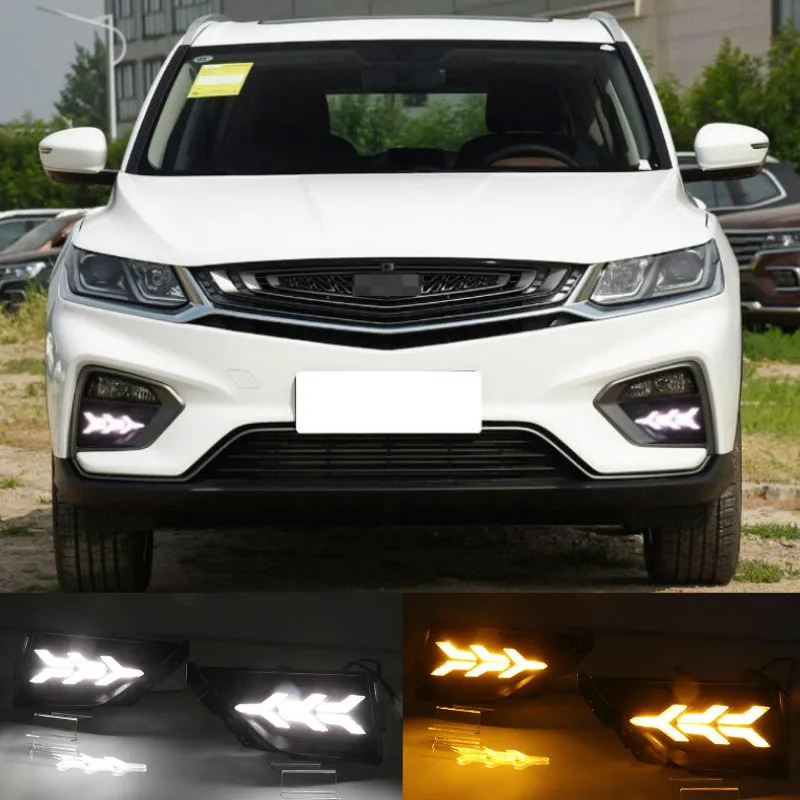 

2 шт. для Geely Boyue Proton PRO, 2019, 2020, Автомобильный светодиодный светильник дневного света, противотуманная рама, противотуманный светильник