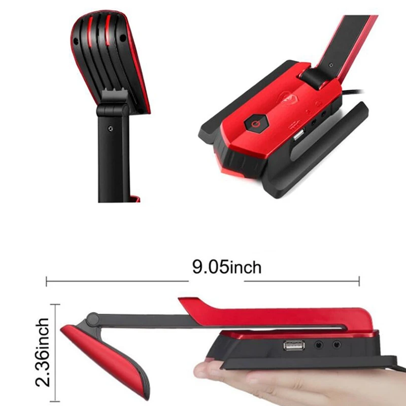 KOTION EACH GS130 USB Wired Microphone Gaming 360 Omnidirectionnel with Headset Stand and LED Light for Desktop Dual Microphone