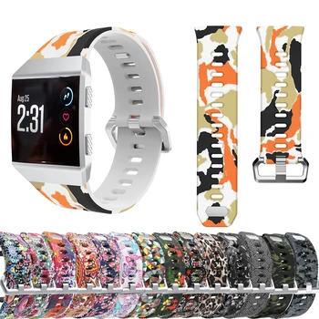Silicone Watchband Straps for Fitbit Ionic Smart Watch Band Pattern Printed Strap Sport Replacement Wrist bands for Fitbit Ionic band for fitbit ionic soft silicone replacement sport band strap for fitbit ionic smart fitness watch band sport high quality