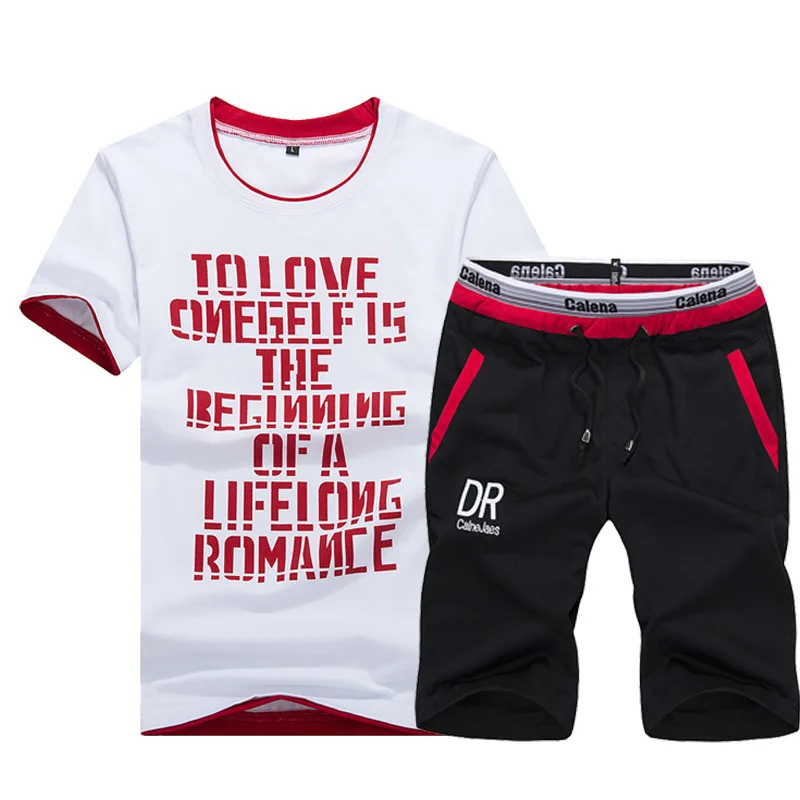 

Short Sleeve Men Summer Set Crew Neck Korean-style Trend 2018 New Style a Set of Clothes Casual Men'S Wear Handsome T-shirt