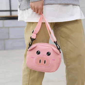 

1 Pcs Women Shoulder Crossbody Bag Cute Pig Shape Canvas Zipper for Mobile Phone C66