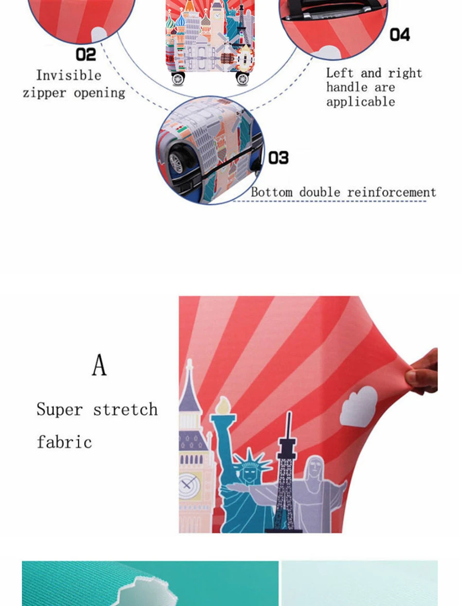 Мультяшный пылезащитный чехол для чемодана, милое эластичное покрытие, аксессуары для путешествий, чемоданы Organizadores 18-32 дюймов