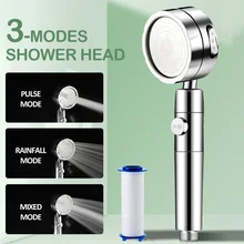 Shower Head 3 Mode Adjustable with Filter High Pressure Water Saving Shower Rainfall Shower Head One-key Stop Water For Bathroom