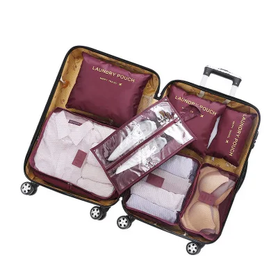 7 шт./компл. дорожая сумка с сеткой в круговой поездки вакуумные пакеты для одежды Набор для отделки чемодан-органайзер аксессуары косметическая сумка для хранения - Цвет: A15