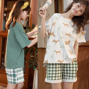 

B Summer Sweet Cartoon Printed Sleepwear Short-Sleeved Shorts Home Pajamas Set