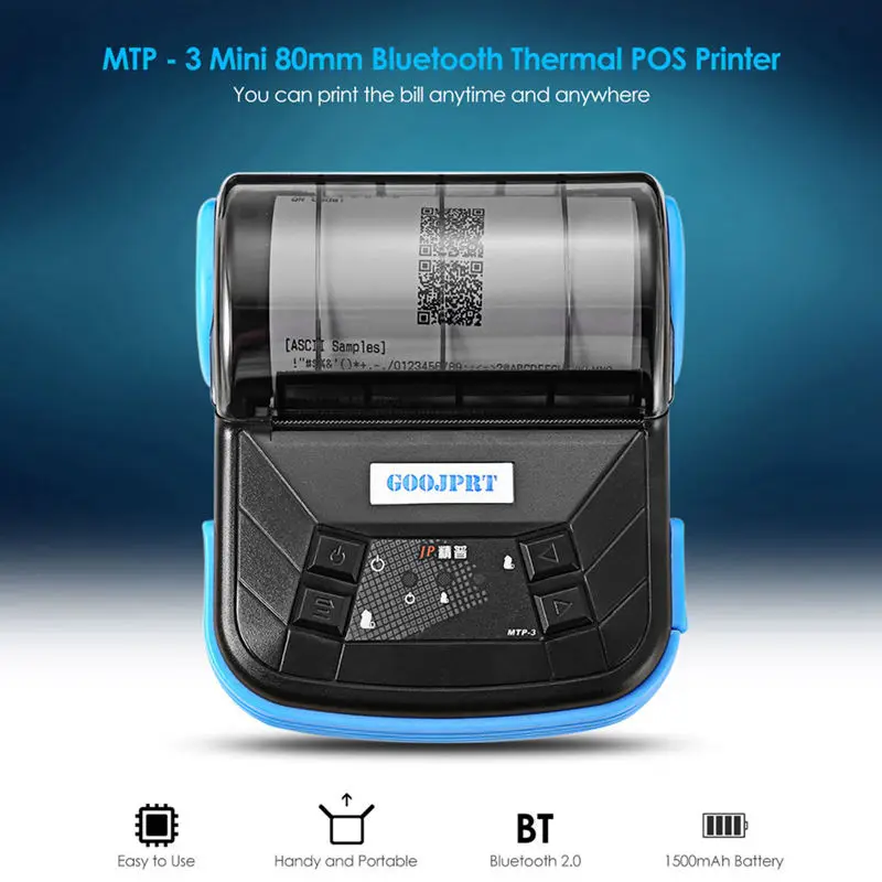 Goojprt Mtp-3 80 мм Bluetooth 2,0 Мини термопринтер изысканный легкий дизайн Портативный чековый принтер для Android Ios Wind