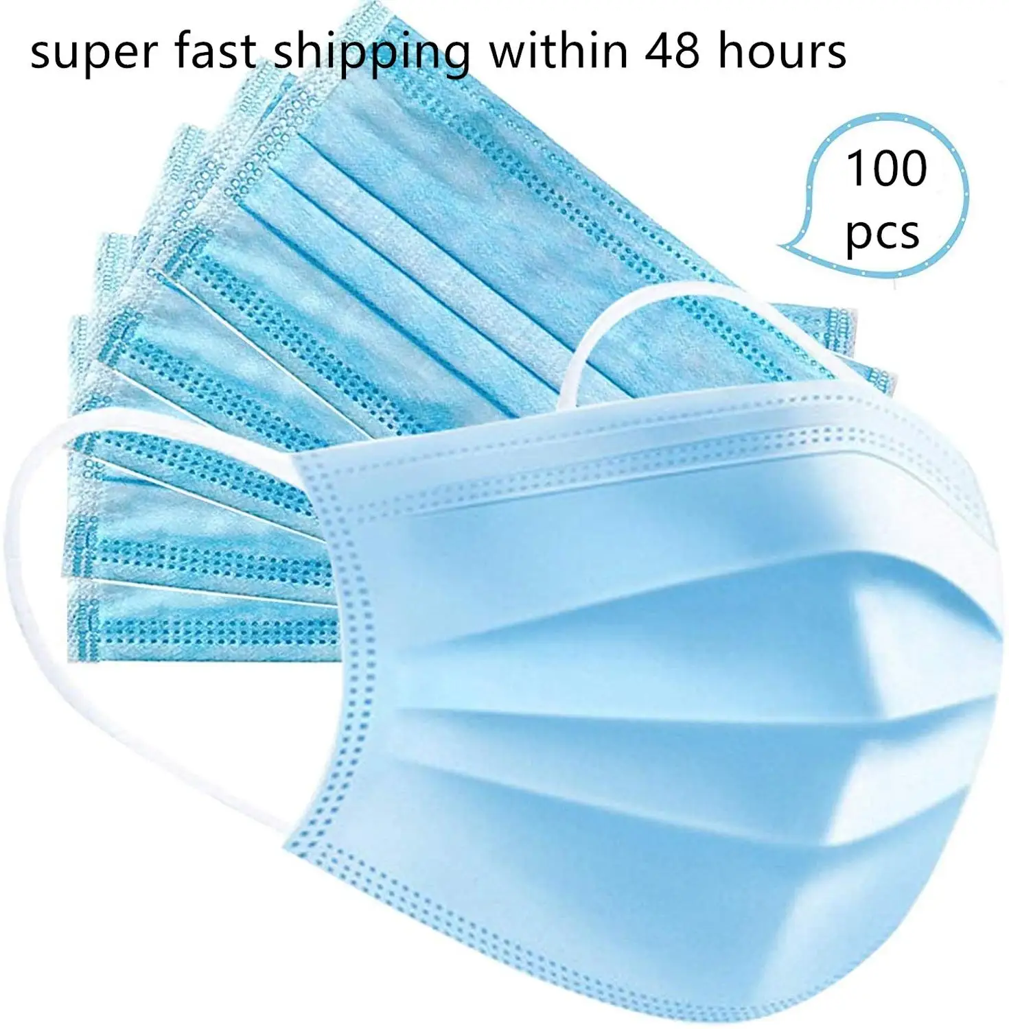 

100pcs AliExpress Premium Free Shipping Face Mouth Anti Virus Mask Disposable Protect 3 Layers Filter Non Woven Mouth Masks