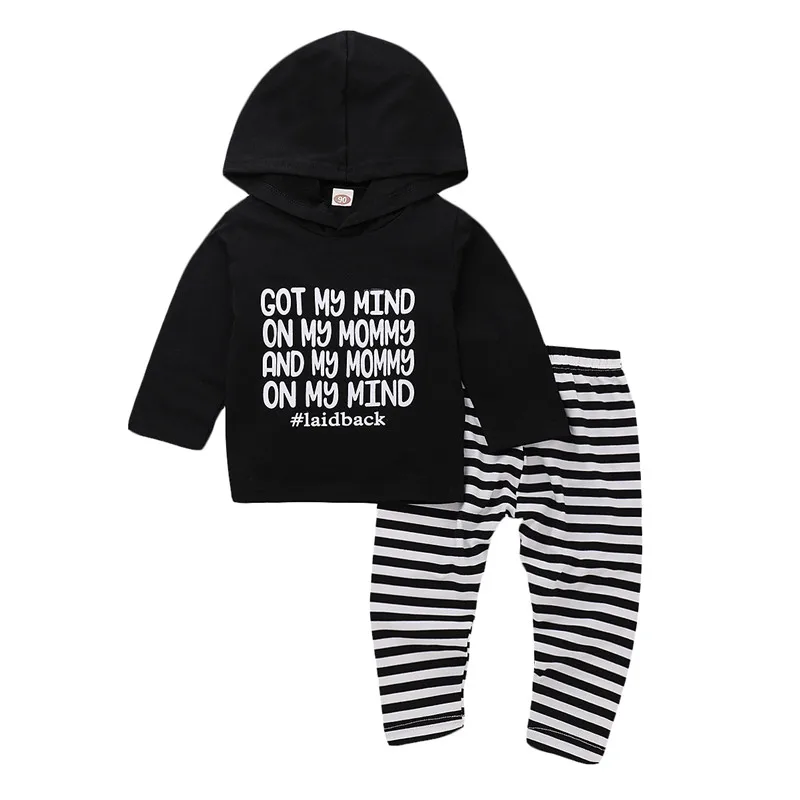  2PCS Infant Hoodies Outfits Baby Kid Boy Girl Clothes Newborn Hooded Tops+Pants Legging Set