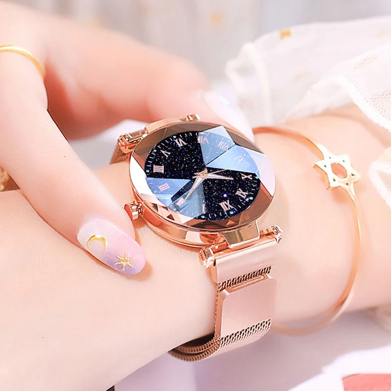 Hot Sale Women Magnet Buckle Starry Sky Luminous Roma Watch Luxury Ladies Stainless Steel Quartz Watch Clock Relogio Feminino