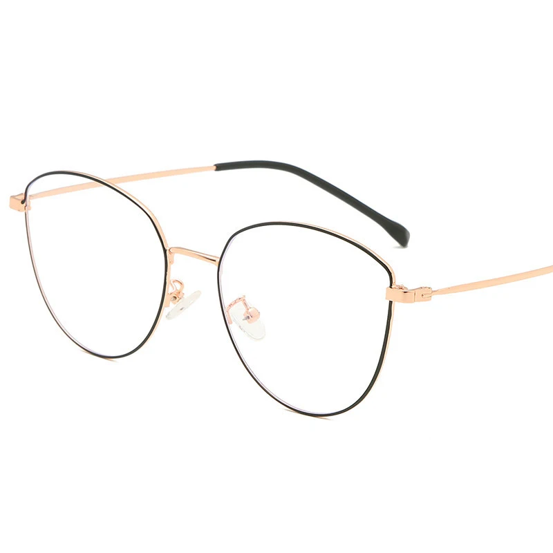 Black Rose gold Новые анти-синие очки Модные металлические плоские линзы мужские и женские близорукие очки с открывающейся зеркальной рамкой - Цвет оправы: Black Rose gold