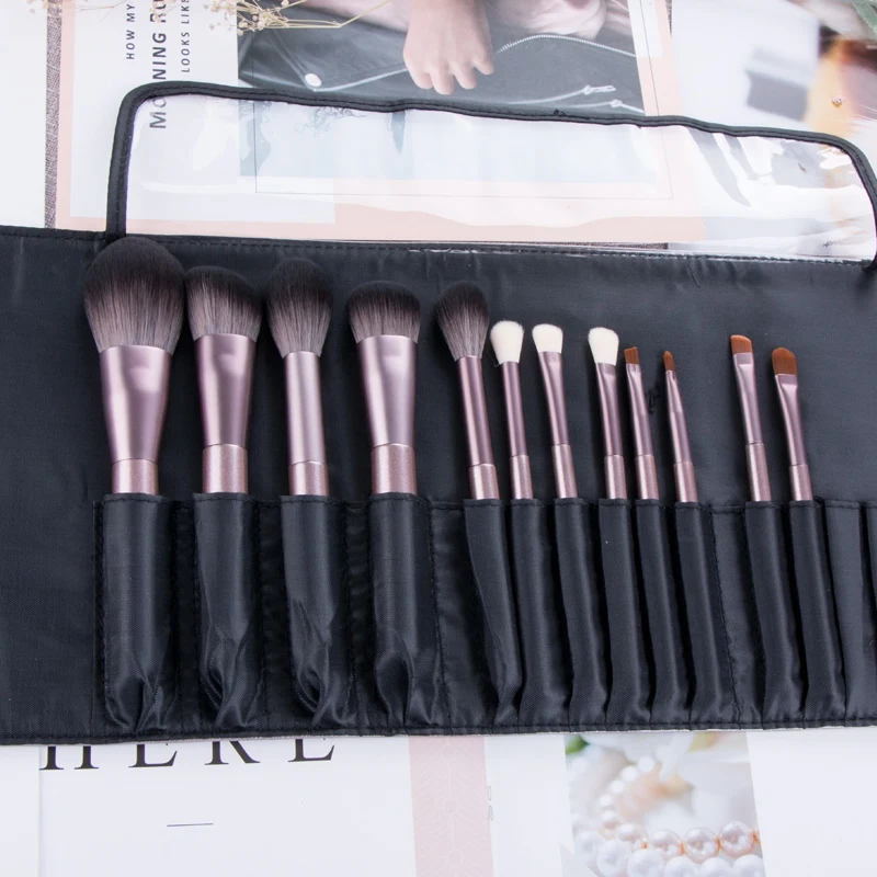 12Pcs Makeup Brushes Set Foundation Brush Blush Loose Powder Brush Eyebrow Brush Lip Makeup Beauty Tool Excellent Material