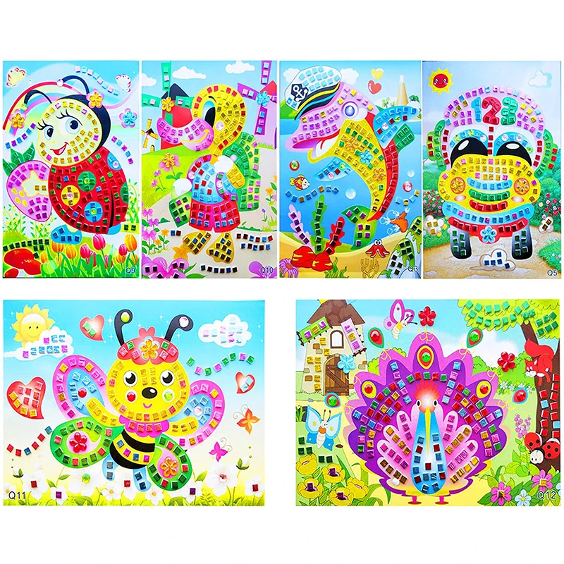 Mosaic Stickers Puzzle Art Kits Sparkle DIY Handmade Crafts Crystal Paste Painting Toys Kids Early Education Creative Gift craft toys,puzzle toys