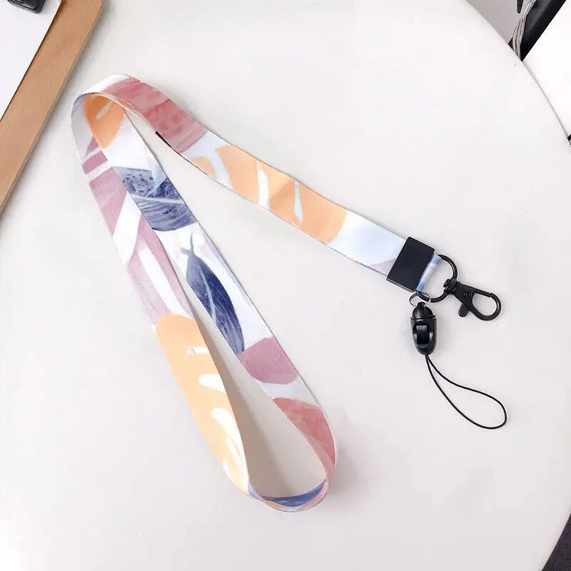 

50Pcs/lot Colorful ink long mobile phone rope Wide fabric adjustable lanyard Cute fashion mobile phone universal rope