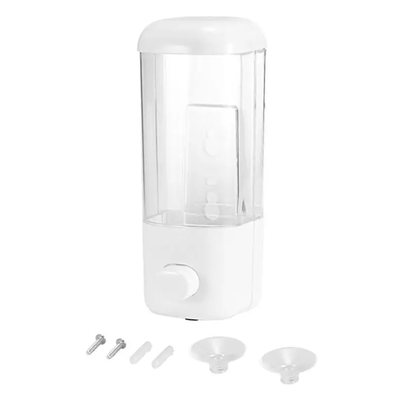 

500ml Bathroom Soap Dispenser Wall Mounted Self-Adhesive Shampoo Container Hand Press Clear Liquid Lotion Single Slot Storage