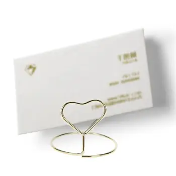 

10pcs Heart Shape Place Memo Card Holder Lovely Wire Table Number Note Photo Holders With Base For Restaurant Wedding Banquet